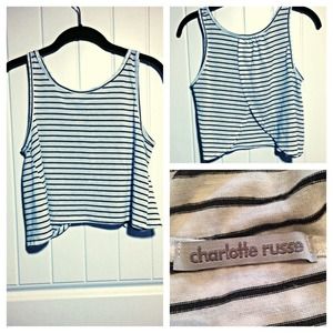Black and White Striped Open Back Crop Top