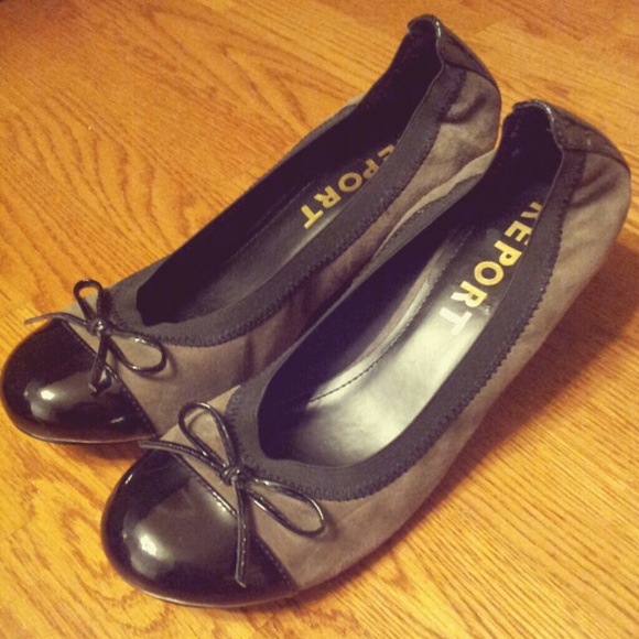 Black and Taupe Wedges