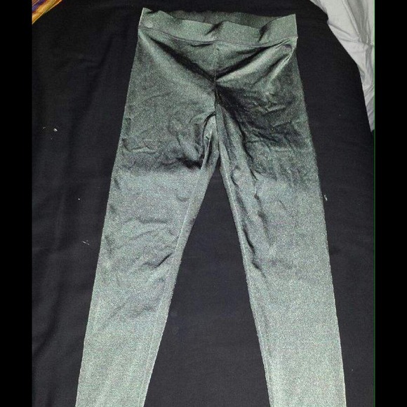 Silver metallic pink leggings