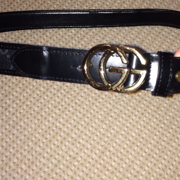 Gucci Logo belt black with silver buckle - Picture 3 of 3