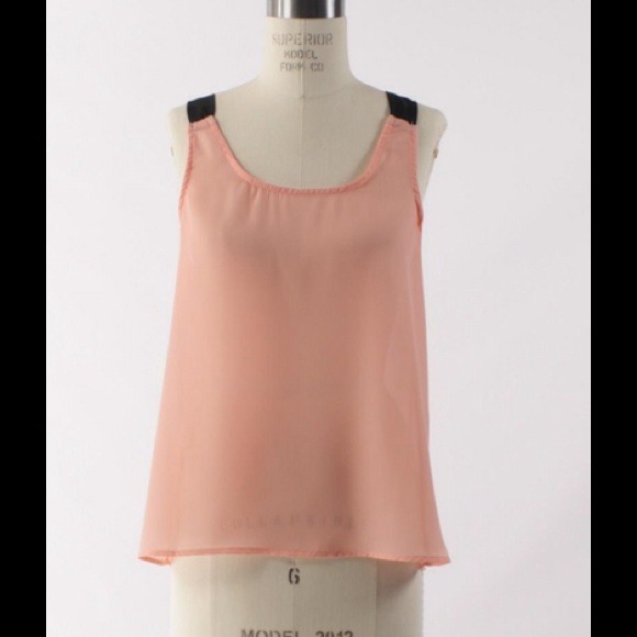NWT Pink Chiffon Tank with Black Strap Accent - Picture 2 of 2