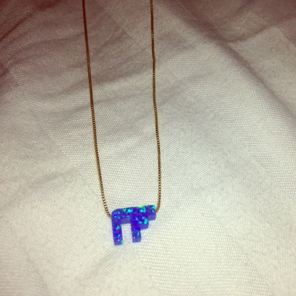 Blue hamsa necklace with gold chain