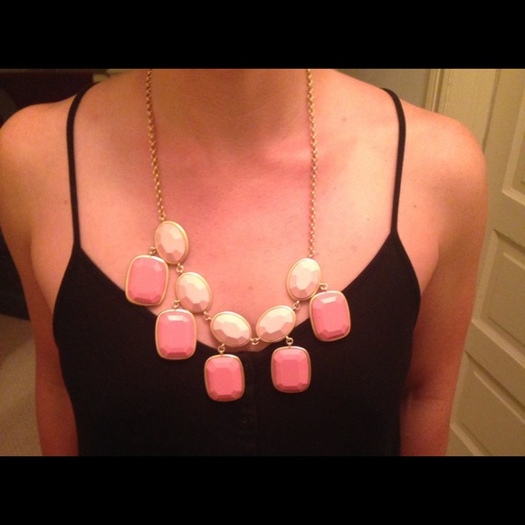 Pink J. Crew droplet necklace