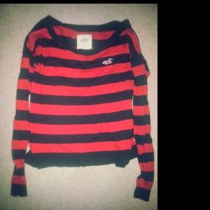 Red and navy blue sweater