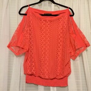 Coral open shoulder shirt