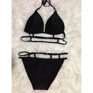 super sexy black caged bikini