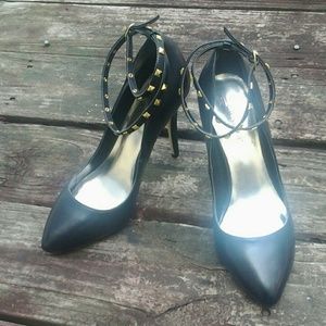 Gold studded black pumps