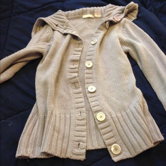 Gray knit button up sweater