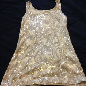 Gray snake skin tank top with sequins on front