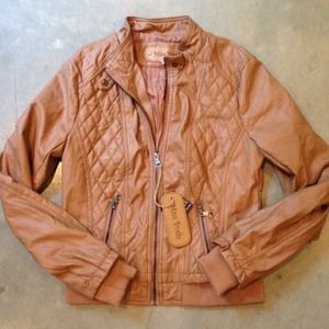 Faux leather moto jacket