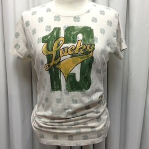 Lucky 13 & 4 Leaf Clover Print Top