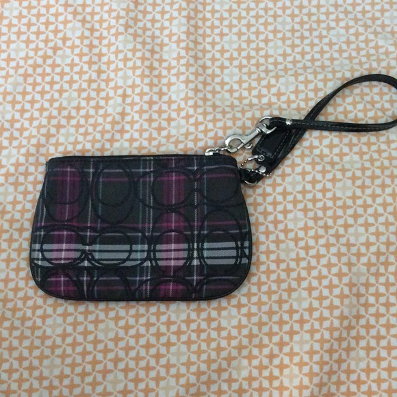 Coach plaid wristlet