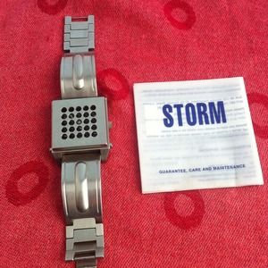 Retro futuristic stainless steel watch.