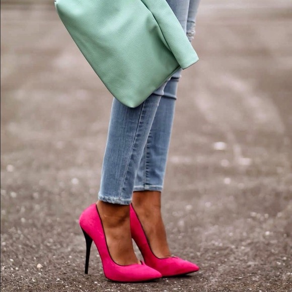 Bright pink Stilettos, size 8.5 Red soles.