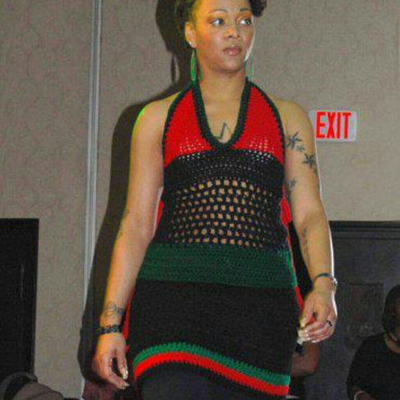 SOLD Reduced Crochet Halter top and skirt