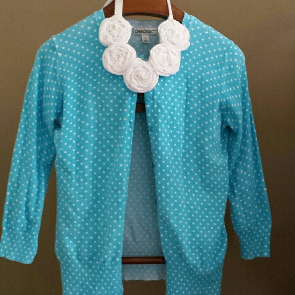 Cherokee turquoise small dot sweater