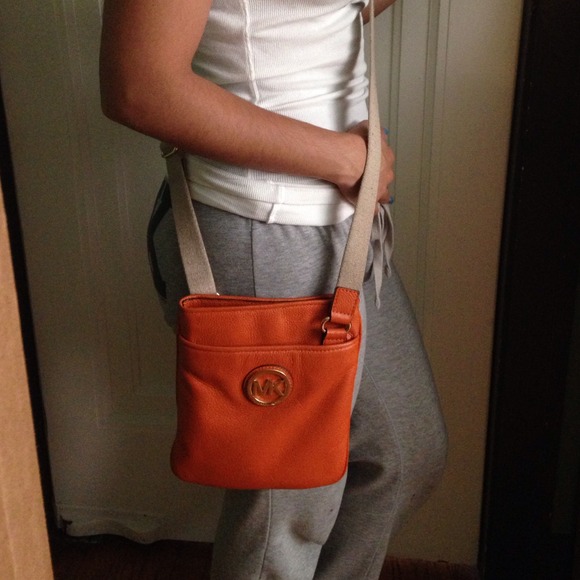 Authentic Michael Kors cross body orange bag