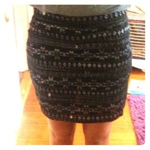 Black tribal printed skirt