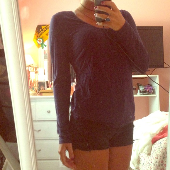 Dark purple, scoop neck, long sleeve shirt