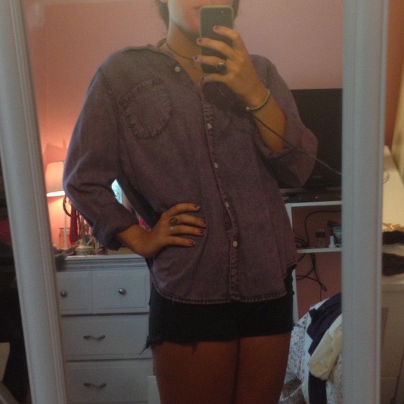 Purple denim button up