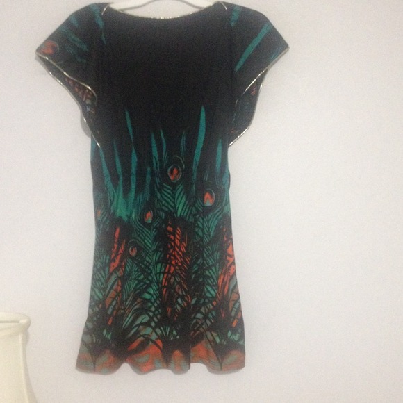 Peacock print dress