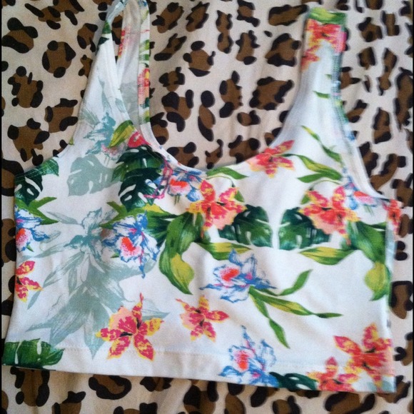 American Apparel Floral Print Crop Tank Top