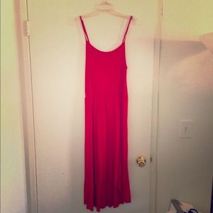 Red High Low Smocked Waist Dress