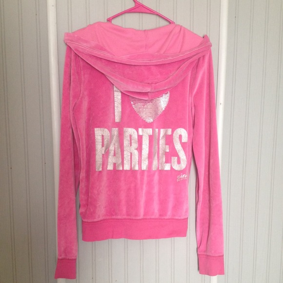I Love Parties Velour Zip Up Hoodie