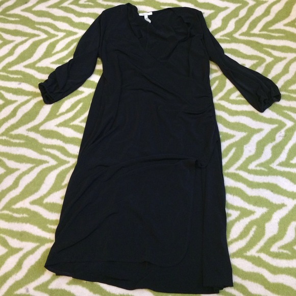 black maternity mock wrap dress