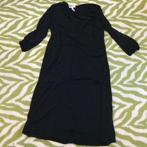 black maternity mock wrap dress