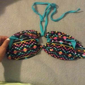 colorful tribal print bikini top