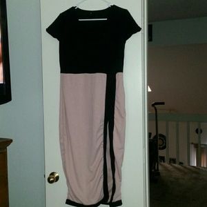 Black to and taupe block dress