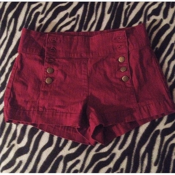 Deep red high wait shorts
