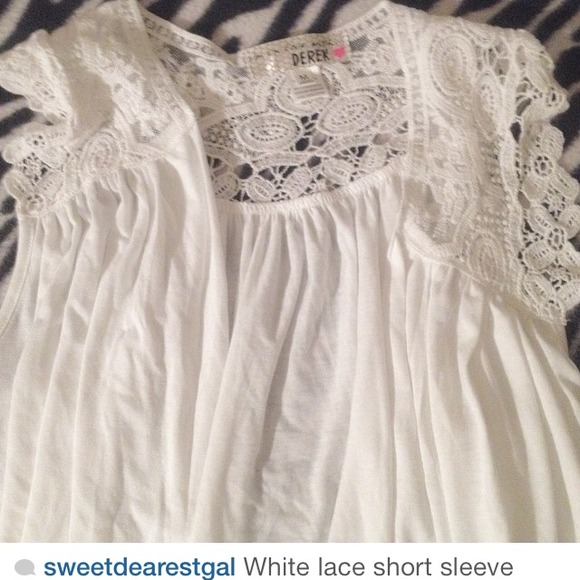 White lace short sleeve cardigan