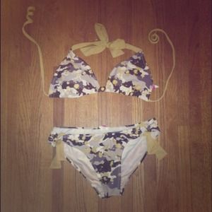 Gold-Camo Two-Piece Swimsuit