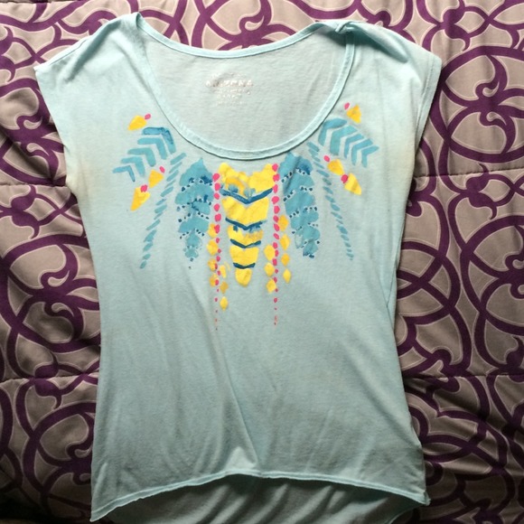 Baby blue/teal slightly cropped shirt