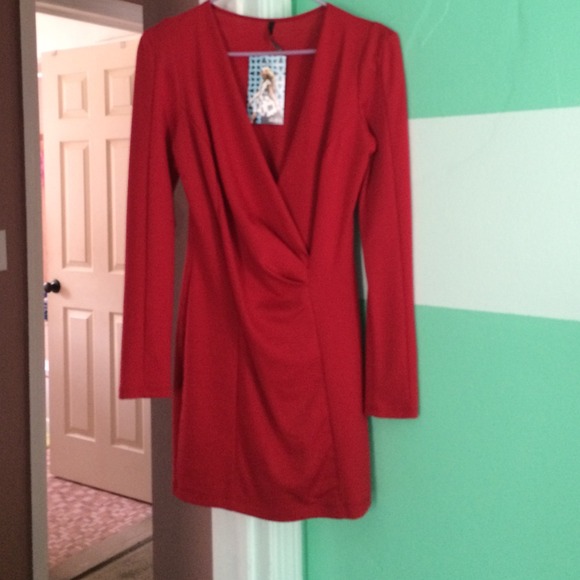 Red long sleeve dress