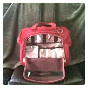 Red 12x14 sewn in cosmetic travel bag-great deal!