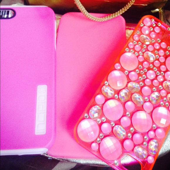 Three hot pink iPhone 5 phone cases brand new!