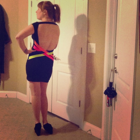 Charlotte Russe Neon Criss Cross Club Dress-large