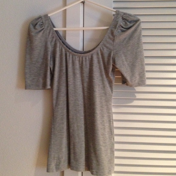 Grey scoop neck top