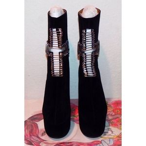 NSFW Black Suede Silver Heels