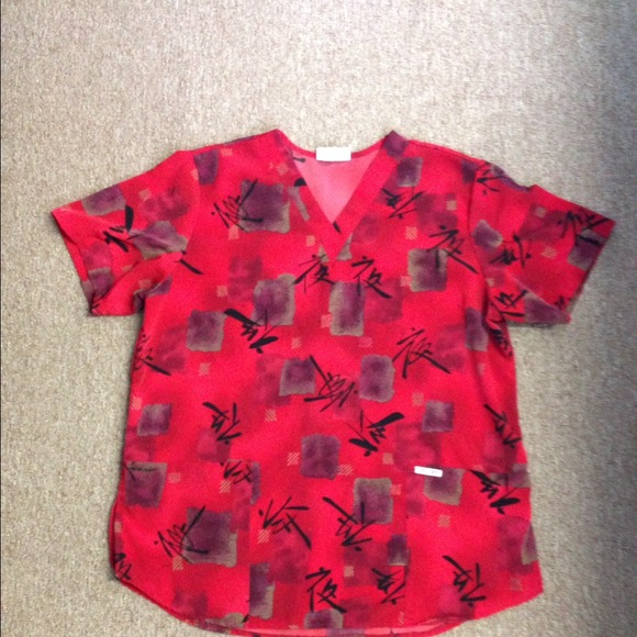 Red scrub top