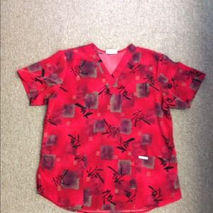 Red scrub top
