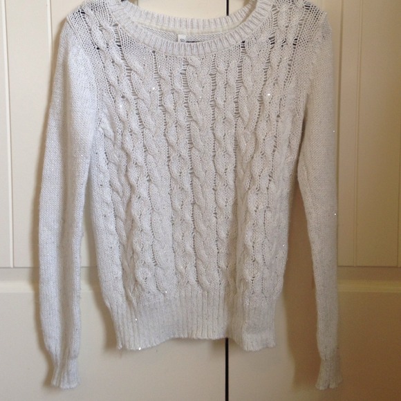 White knit sequined sweater