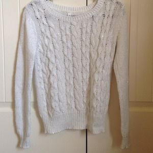 White knit sequined sweater