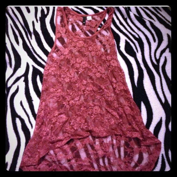 Maroon H&M High-Low Floral Tank