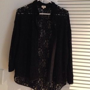 Black lace button down blouse
