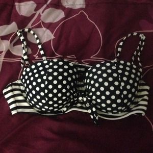 Black and White Polka Dot Swim Top