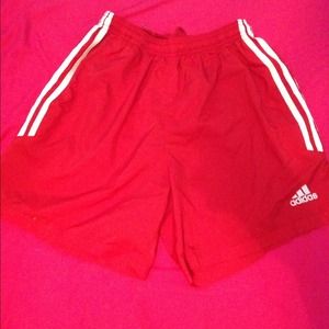 Red adidas shorts